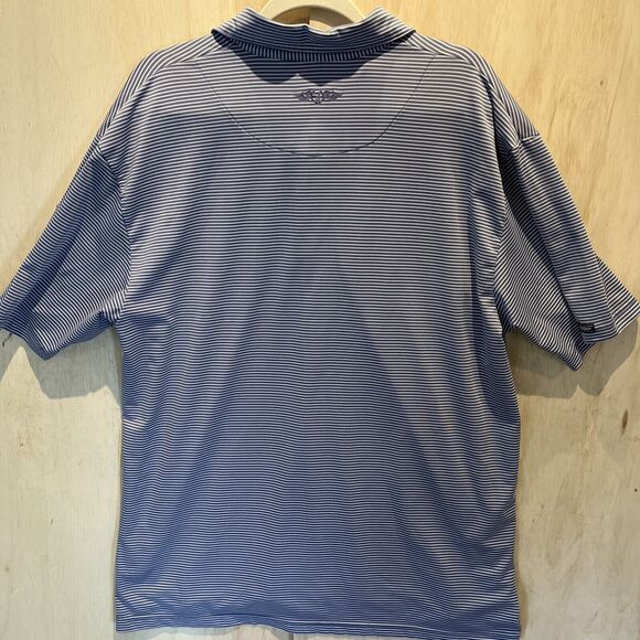 Straight Down Polo Shirt Mens Large Blue Striped Lightweight Stretch Golf Top - Picture 11 of 12